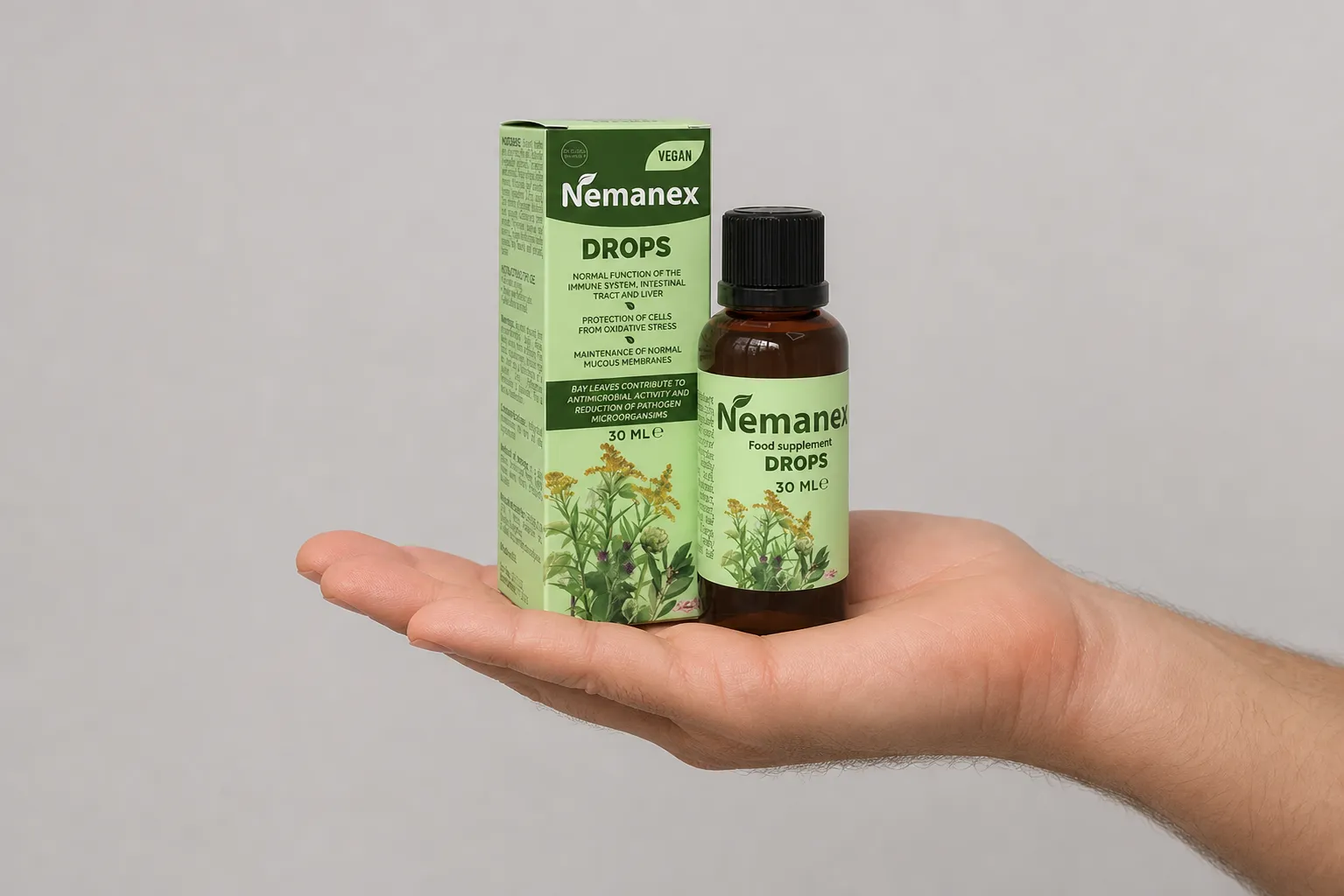NEMANEX — Verpackung in der Hand