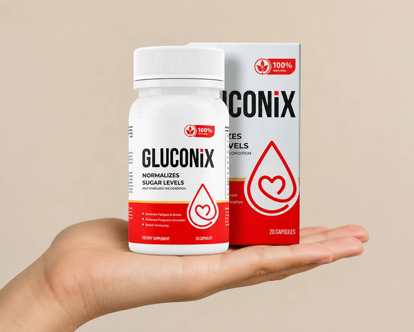 Gluconix — Verpackung in der Hand