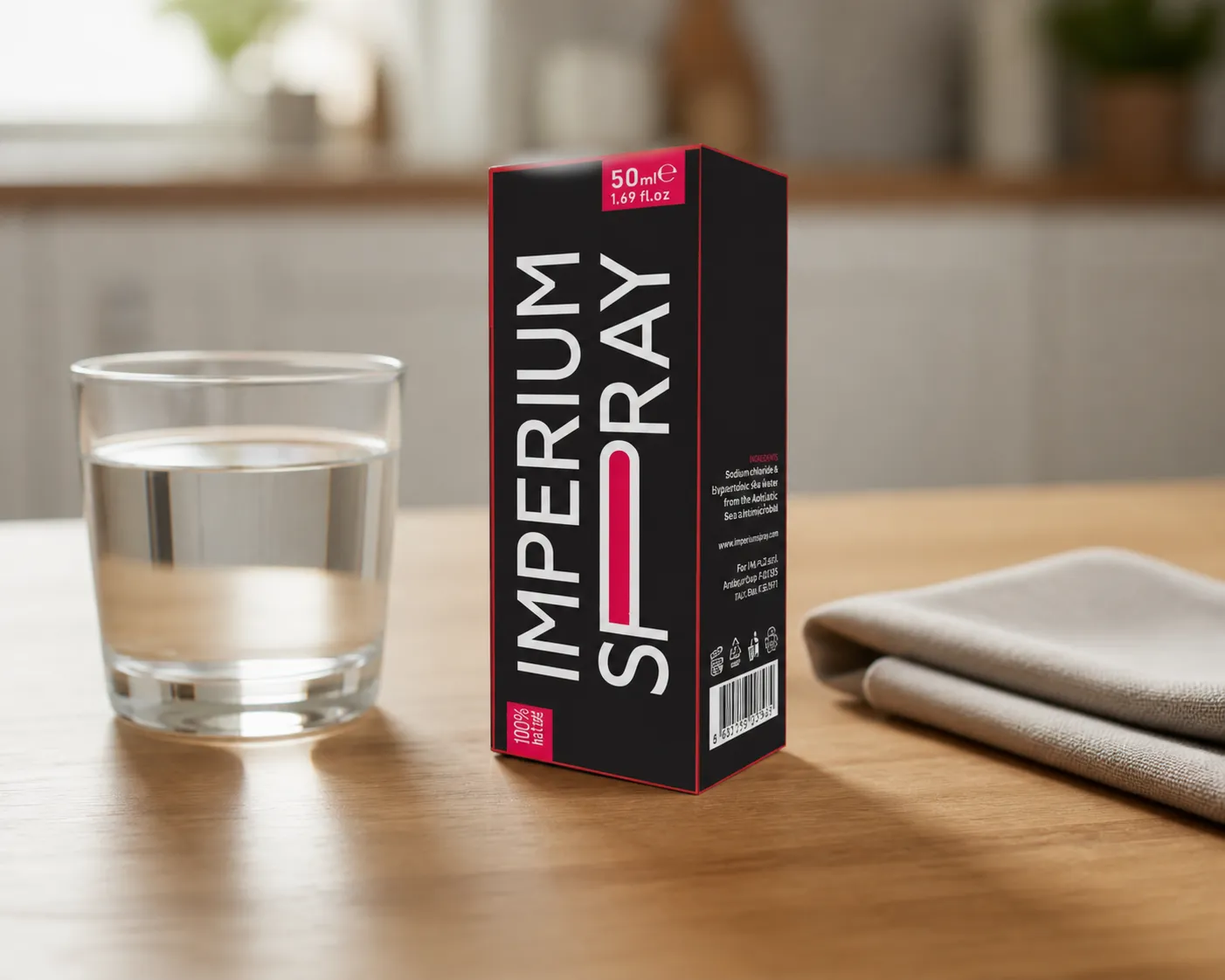 Imperium Spray — Verpackung im Alltag
