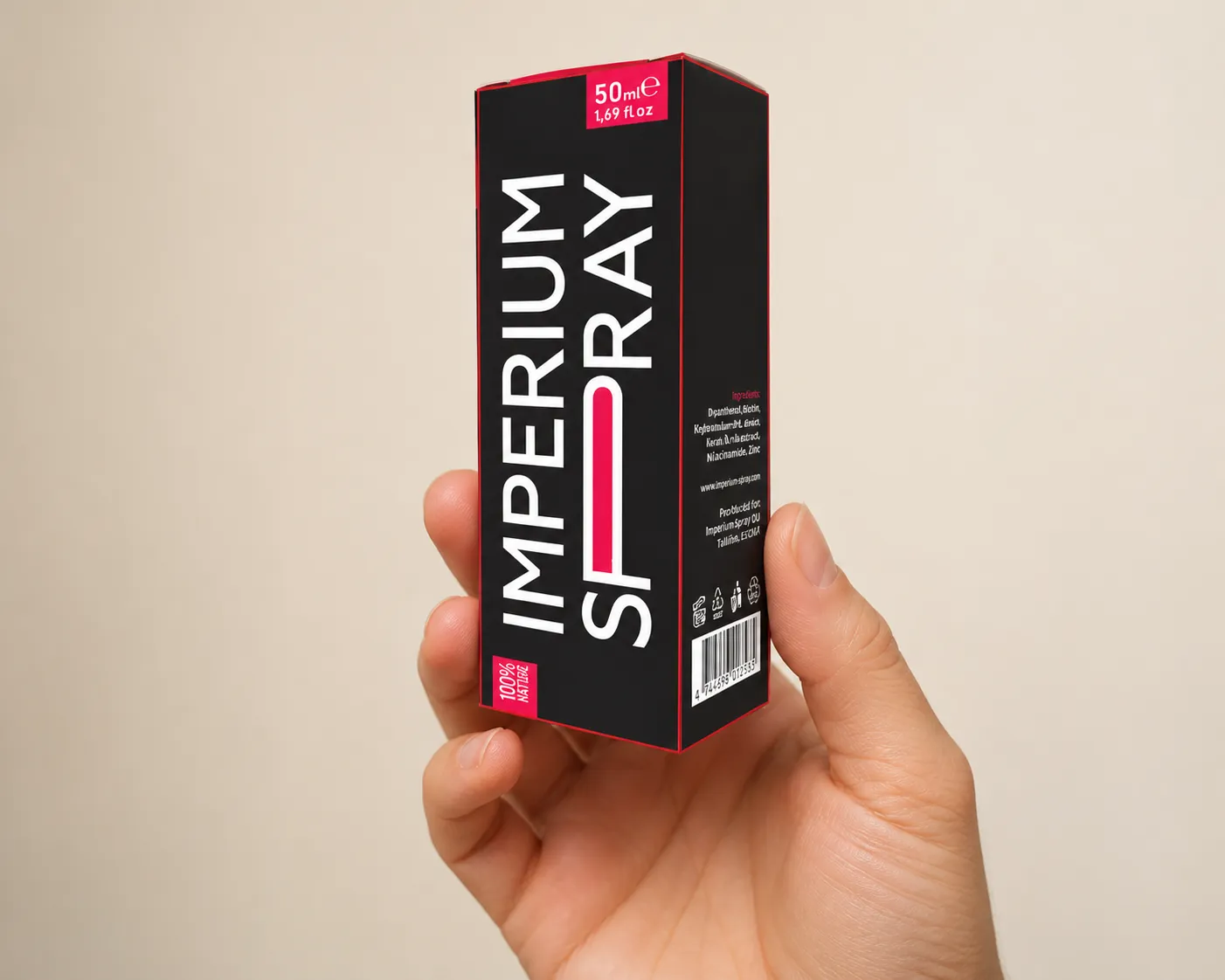 Imperium Spray — Verpackung in der Hand