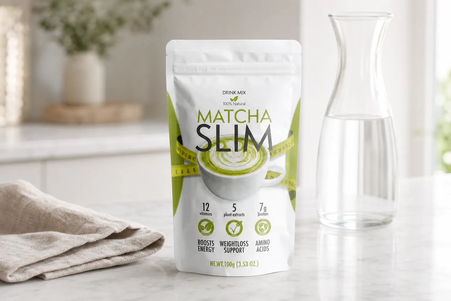 Matcha Slim — Verpackung im Alltag