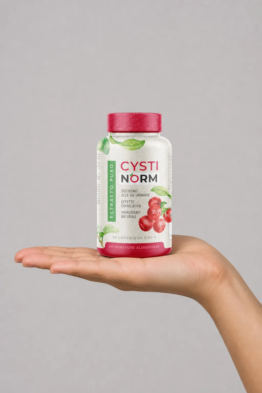 CYSTINORM — Verpackung in der Hand