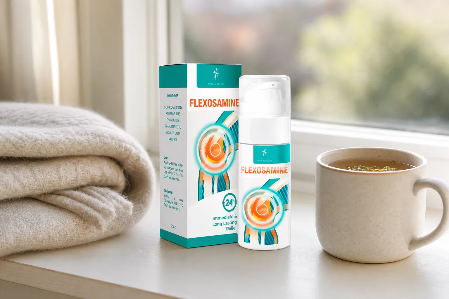 Flexosamine Gel — Verpackung im Alltag