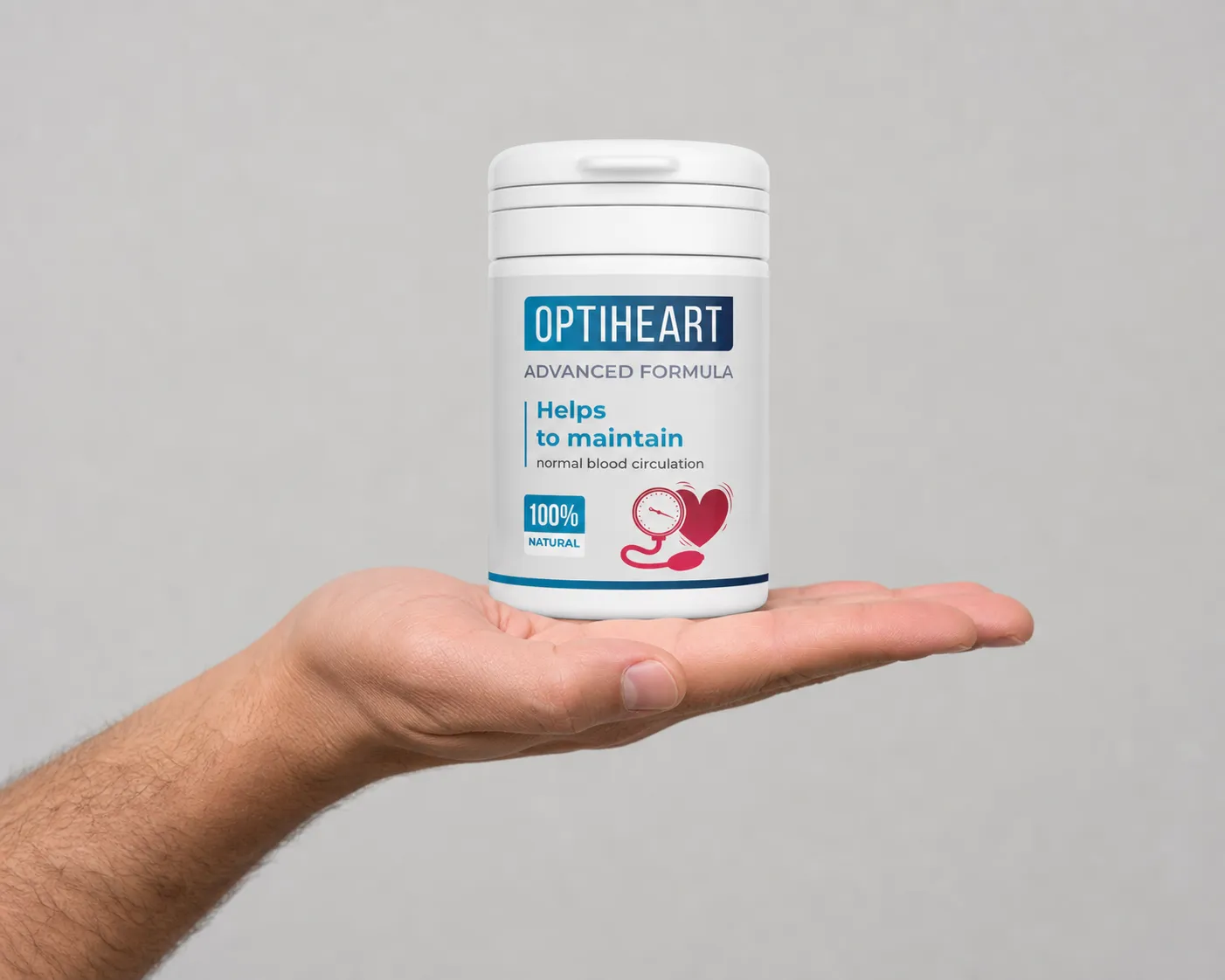 Optiheart — Verpackung in der Hand