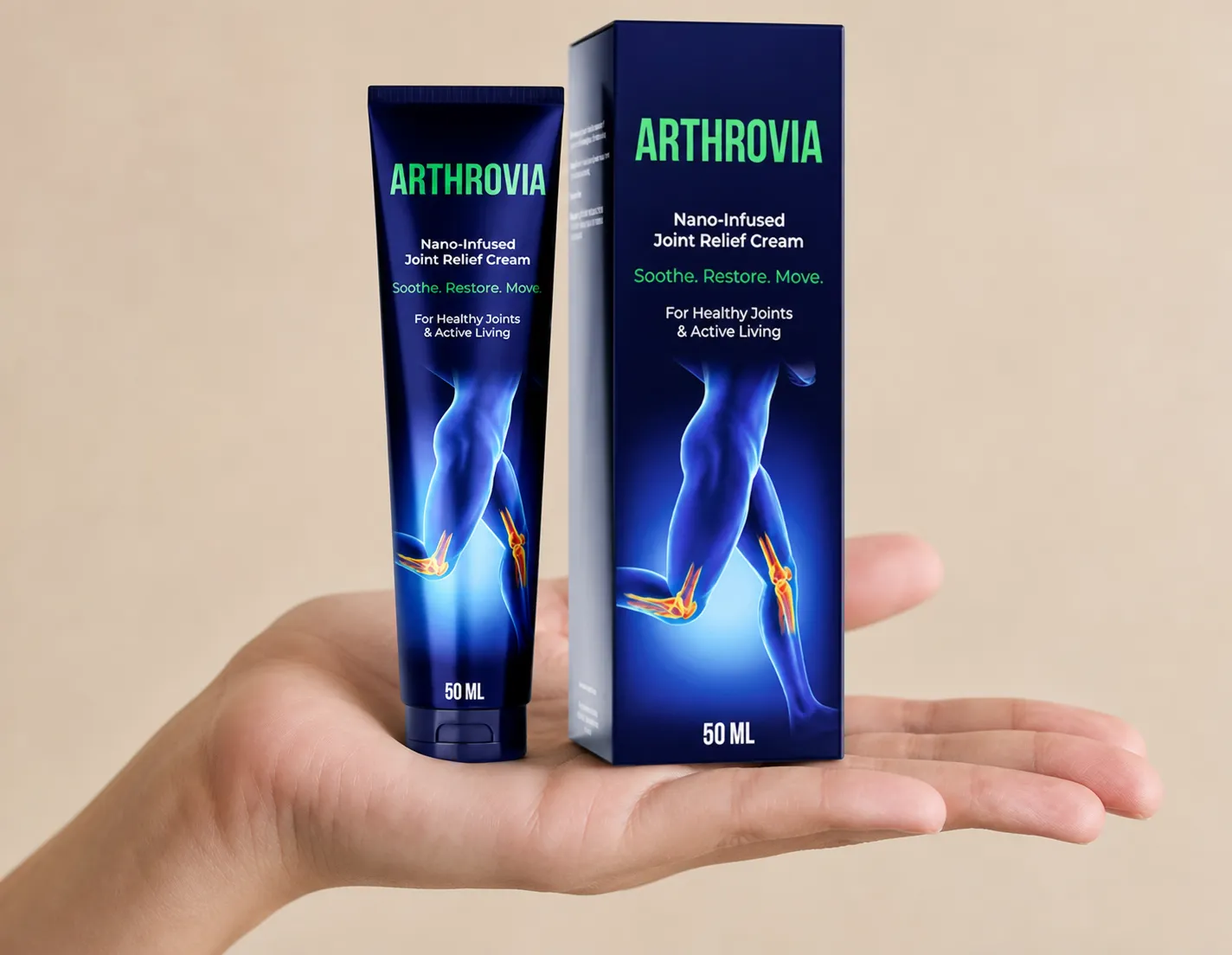 Arthrovia — Verpackung in der Hand