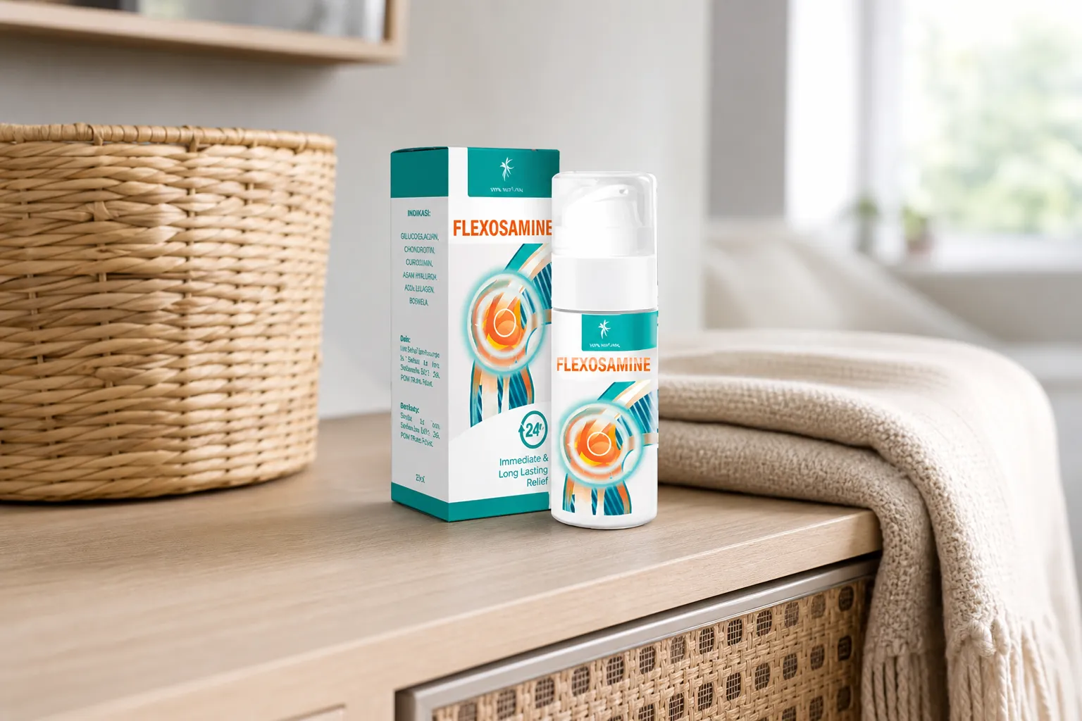 Flexosamine Gel Full price + — Verpackung im Alltag
