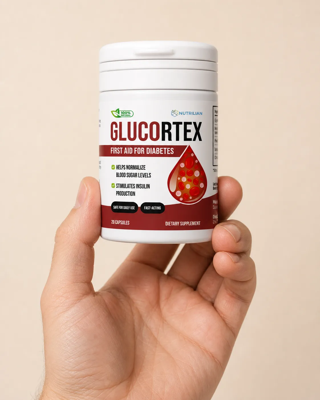 Glucortex — Verpackung in der Hand