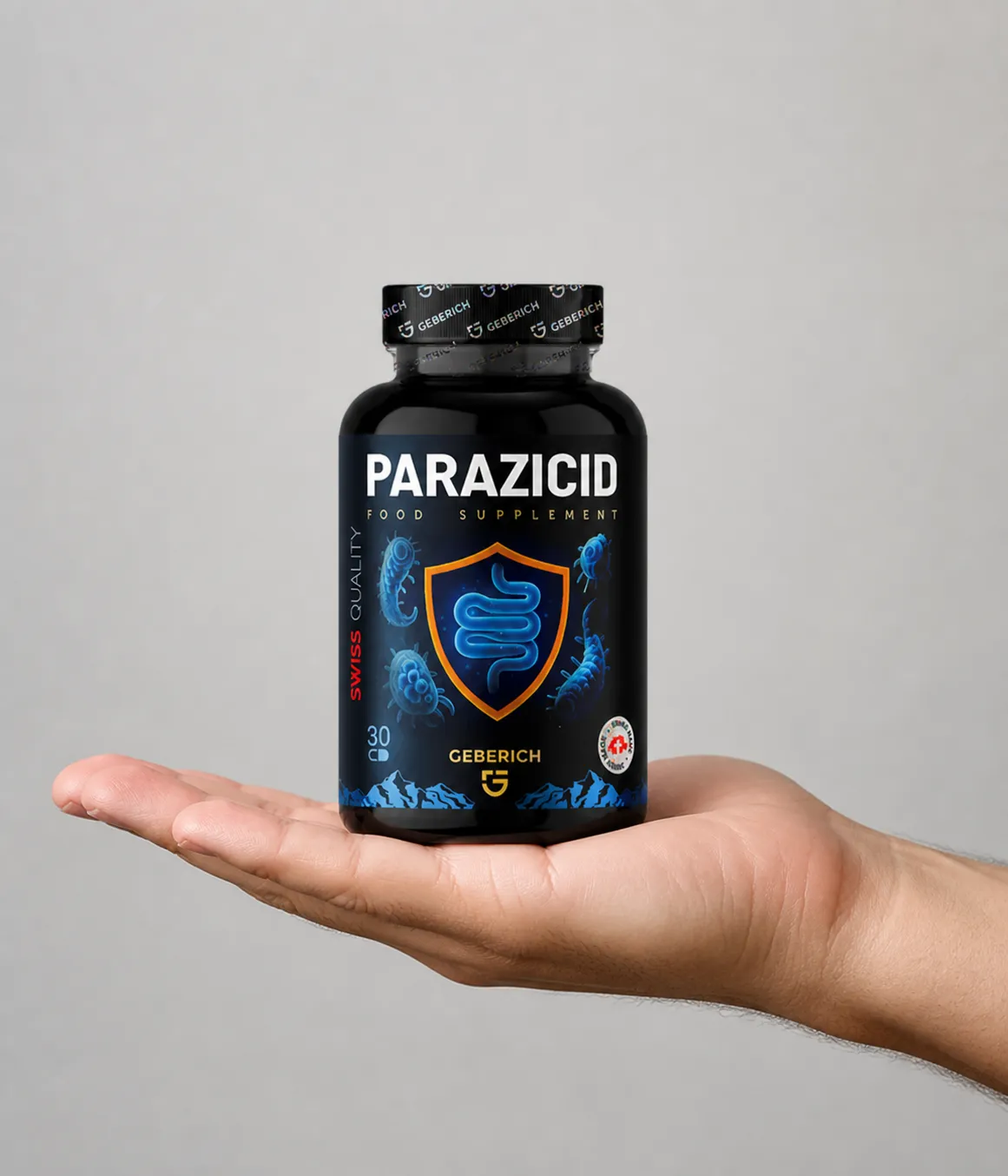 Parazicid — Verpackung in der Hand