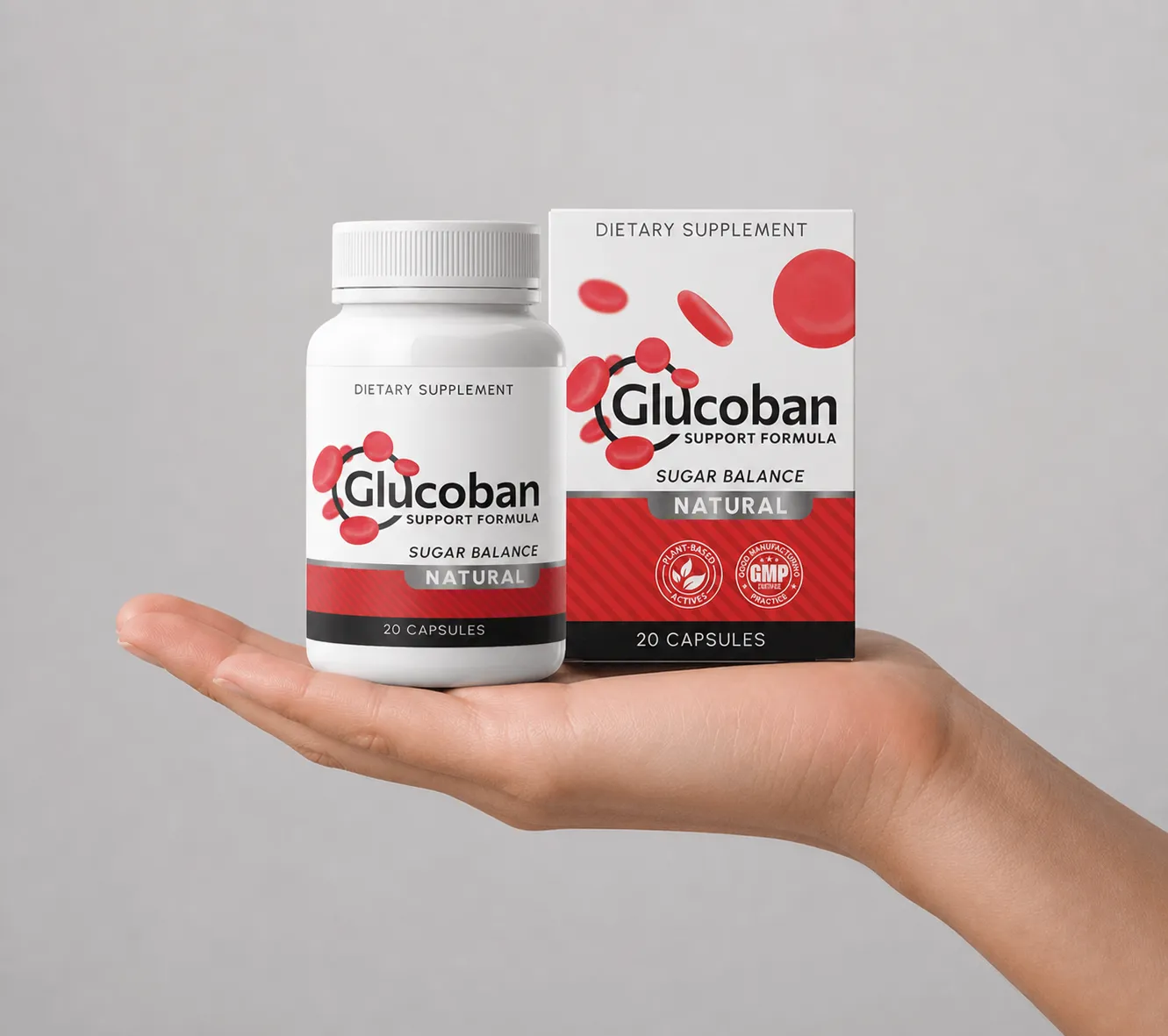 Glucoban — Verpackung in der Hand