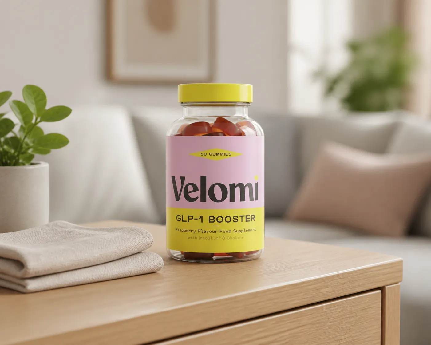 Velomi GLP-1 Gummies — Verpackung im Alltag