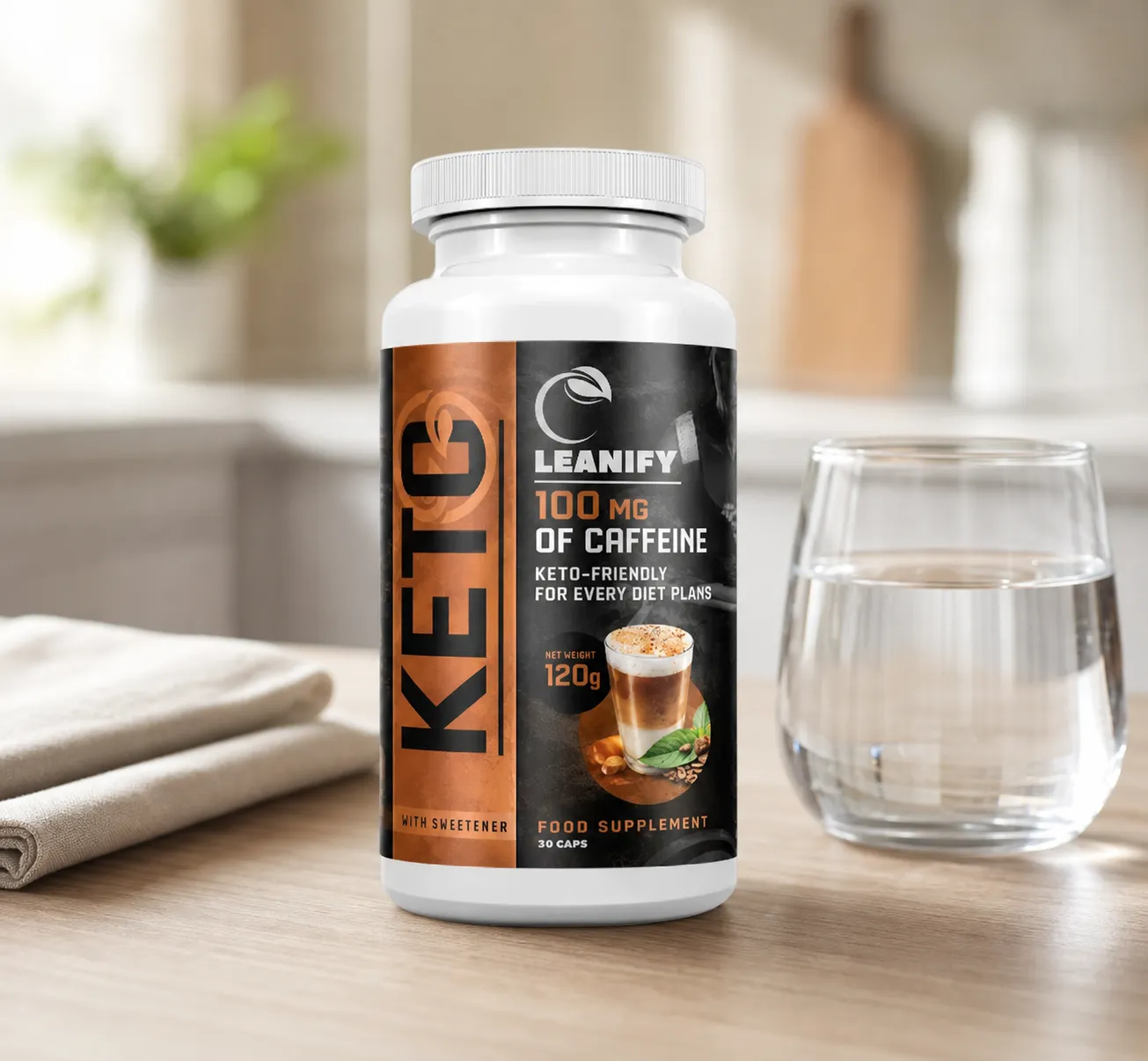 Leanify Keto — Verpackung im Alltag