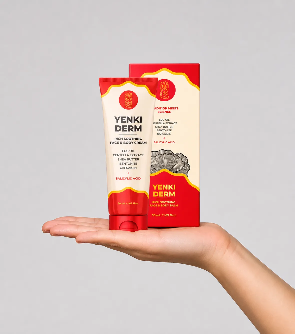 Yenki Derm — Verpackung in der Hand