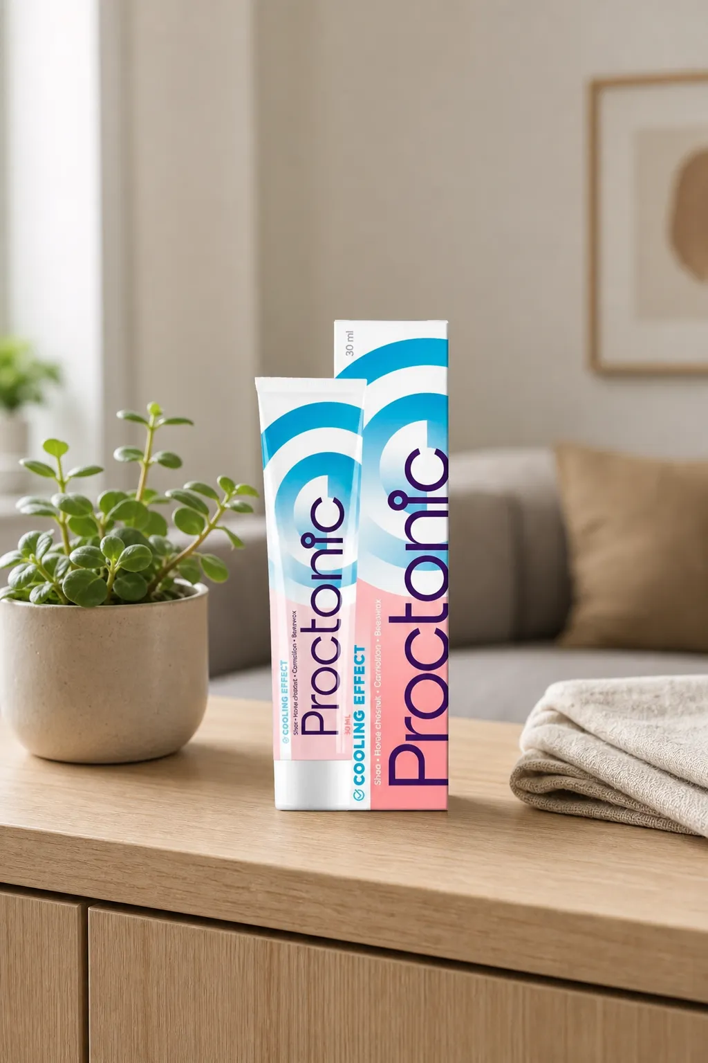Proctonic — Verpackung im Alltag