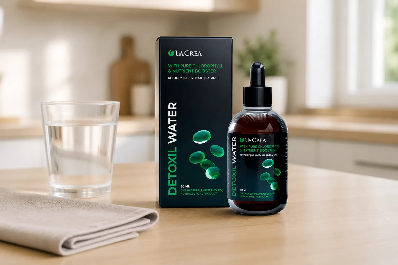 Detoxil water — Verpackung im Alltag