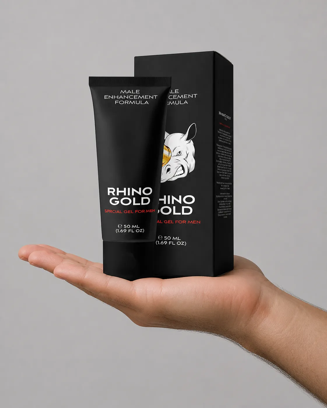 Rhino Gold Gel — Verpackung in der Hand