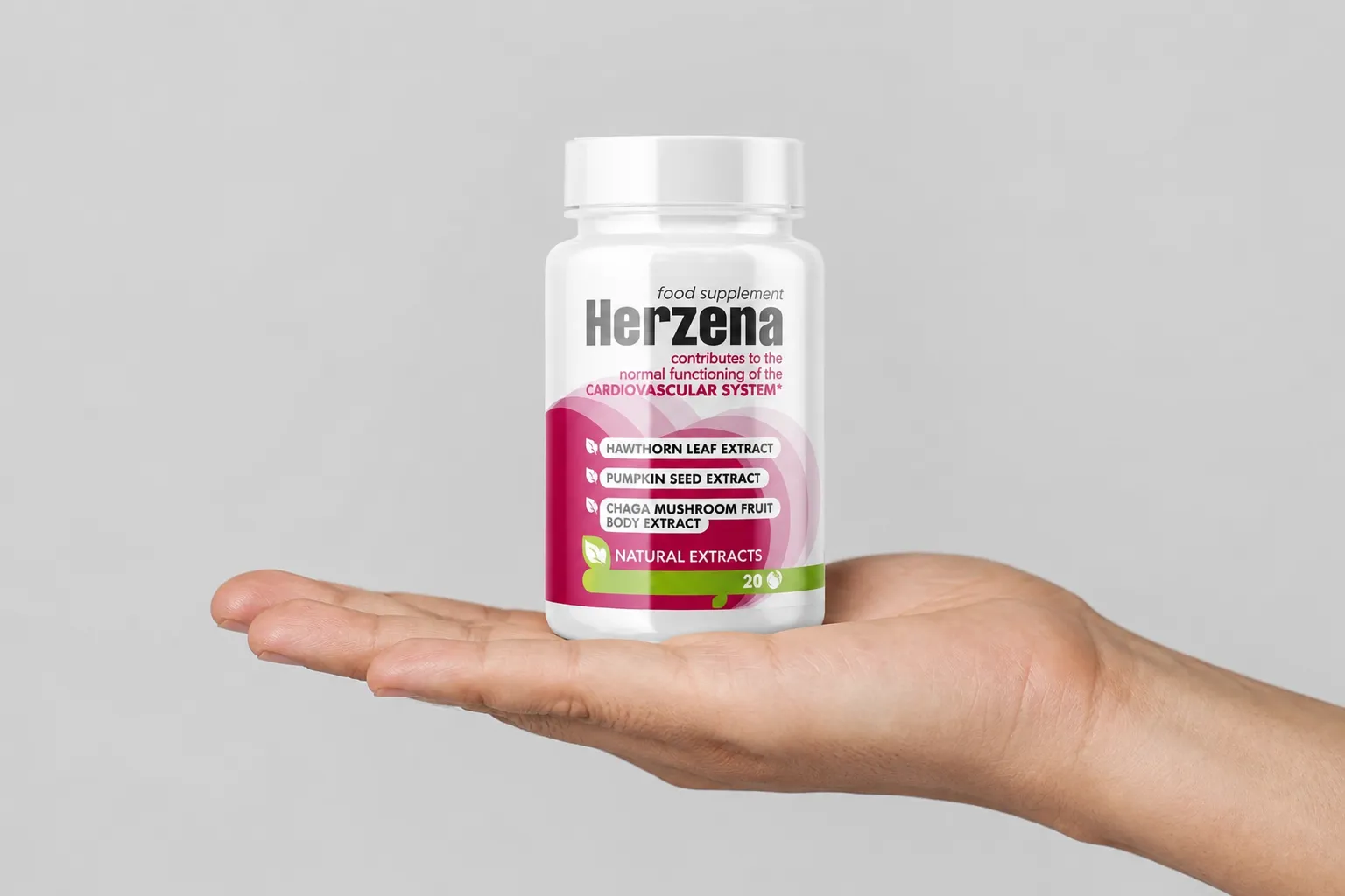 Herzena — Verpackung in der Hand