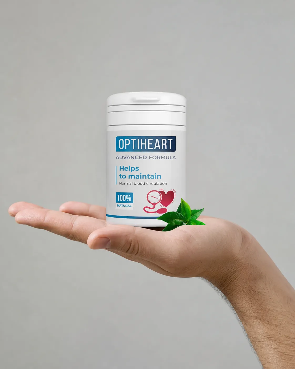 Optiheart — Verpackung in der Hand