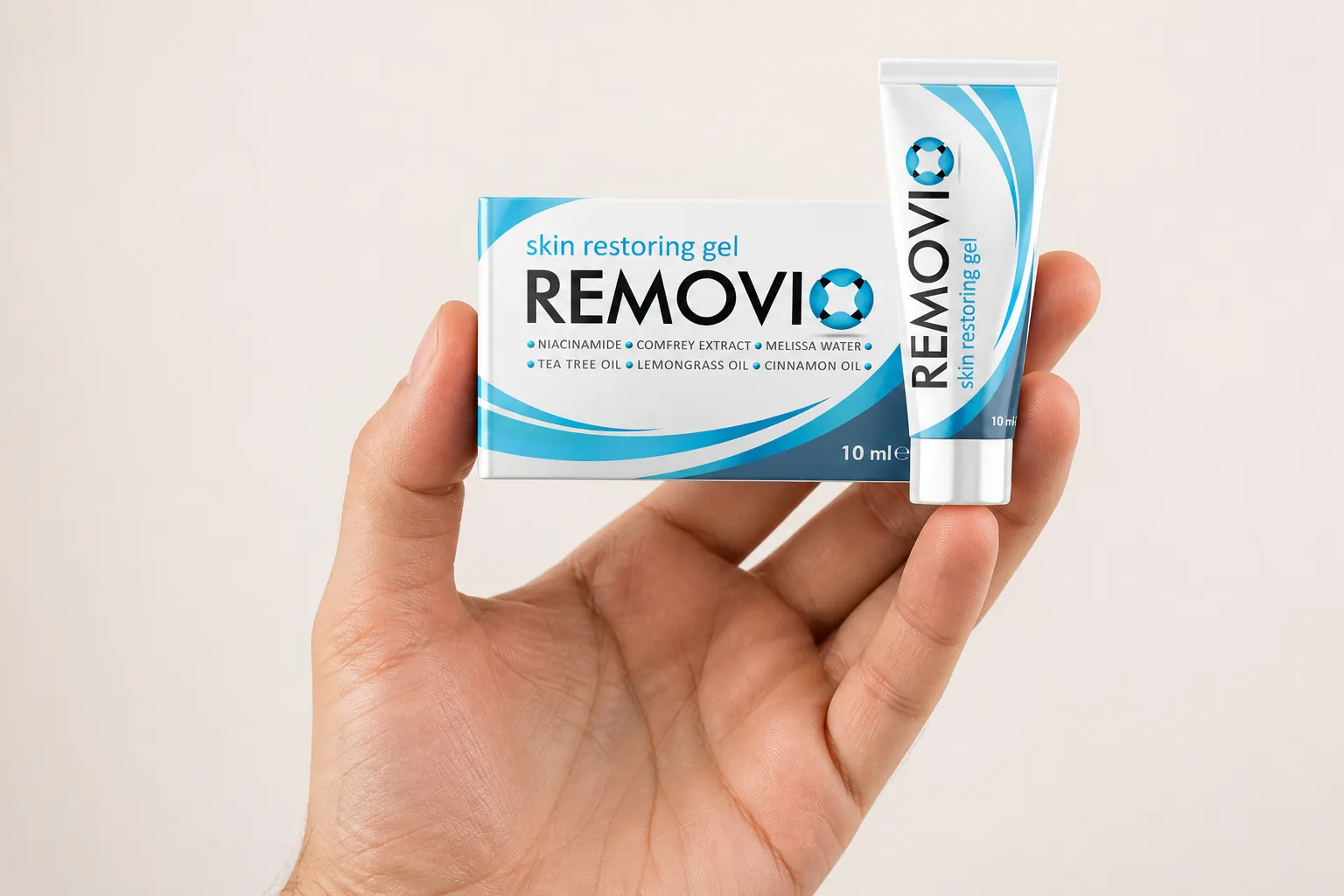 Removio — Verpackung in der Hand